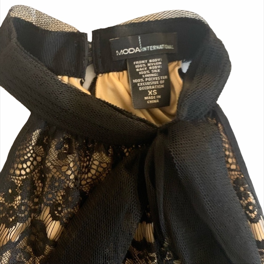 Moda International size XS lace high neck tie top - Picture 3 of 4